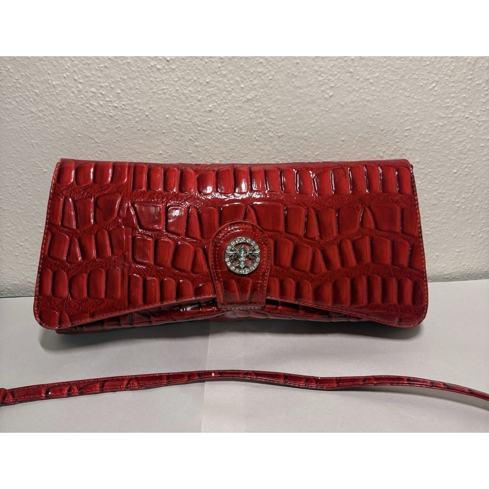 KRISTINE Red handbag Purse Faux Snakeskin Structured Gorgeous!